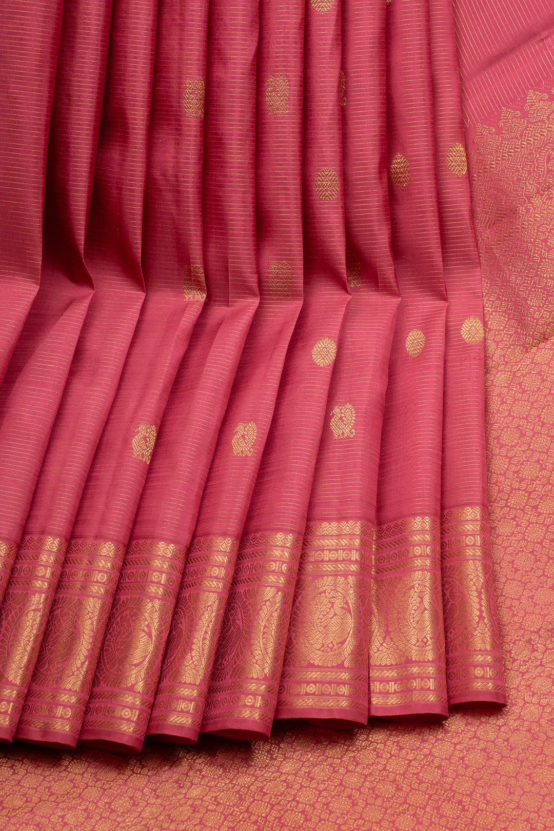 Pink stripes pure kanchipuram silk saree