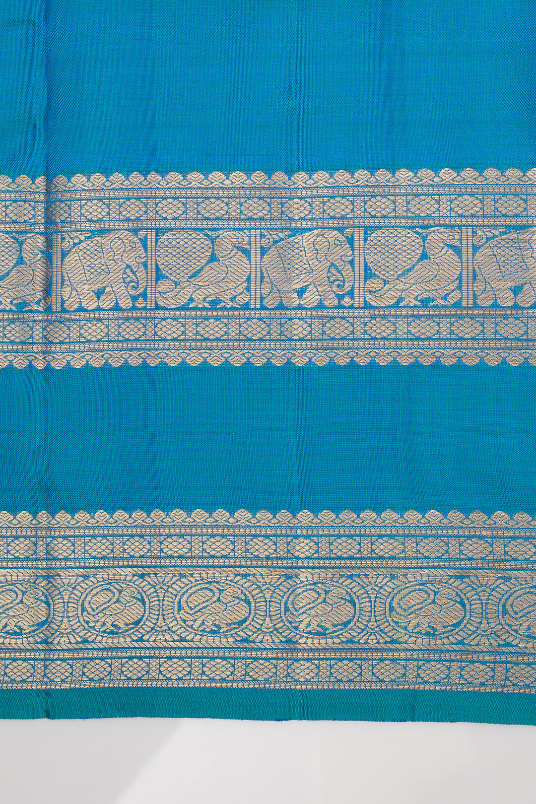 Peacock blue traditional pure kanchipuram silk saree