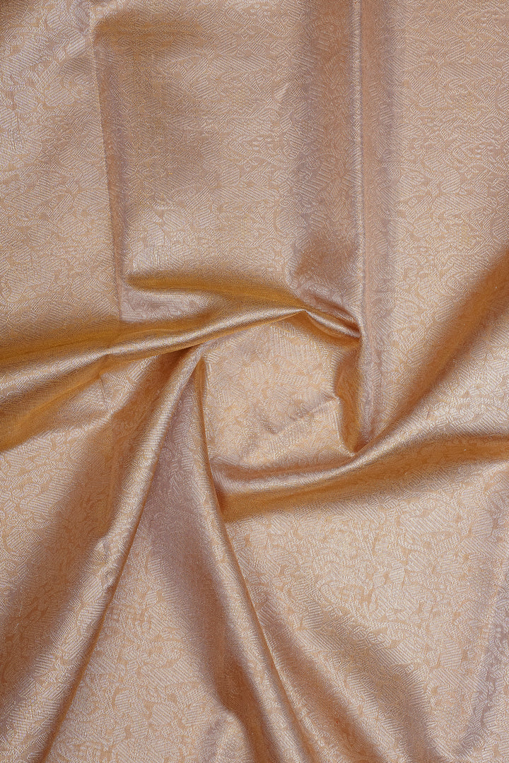 Champagne Gold and Pink Vanasingaram Tissue Brocade Pure Kanchipuram Silk Saree