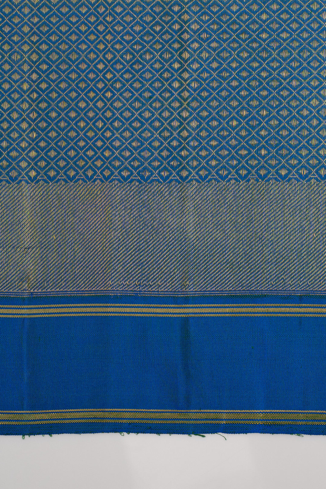 Peacock Green Diamond Brocade Pure Kanchipuram Silk Saree