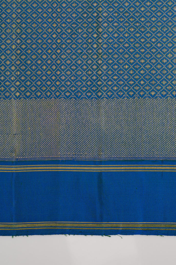 Peacock Green Diamond Brocade Pure Kanchipuram Silk Saree