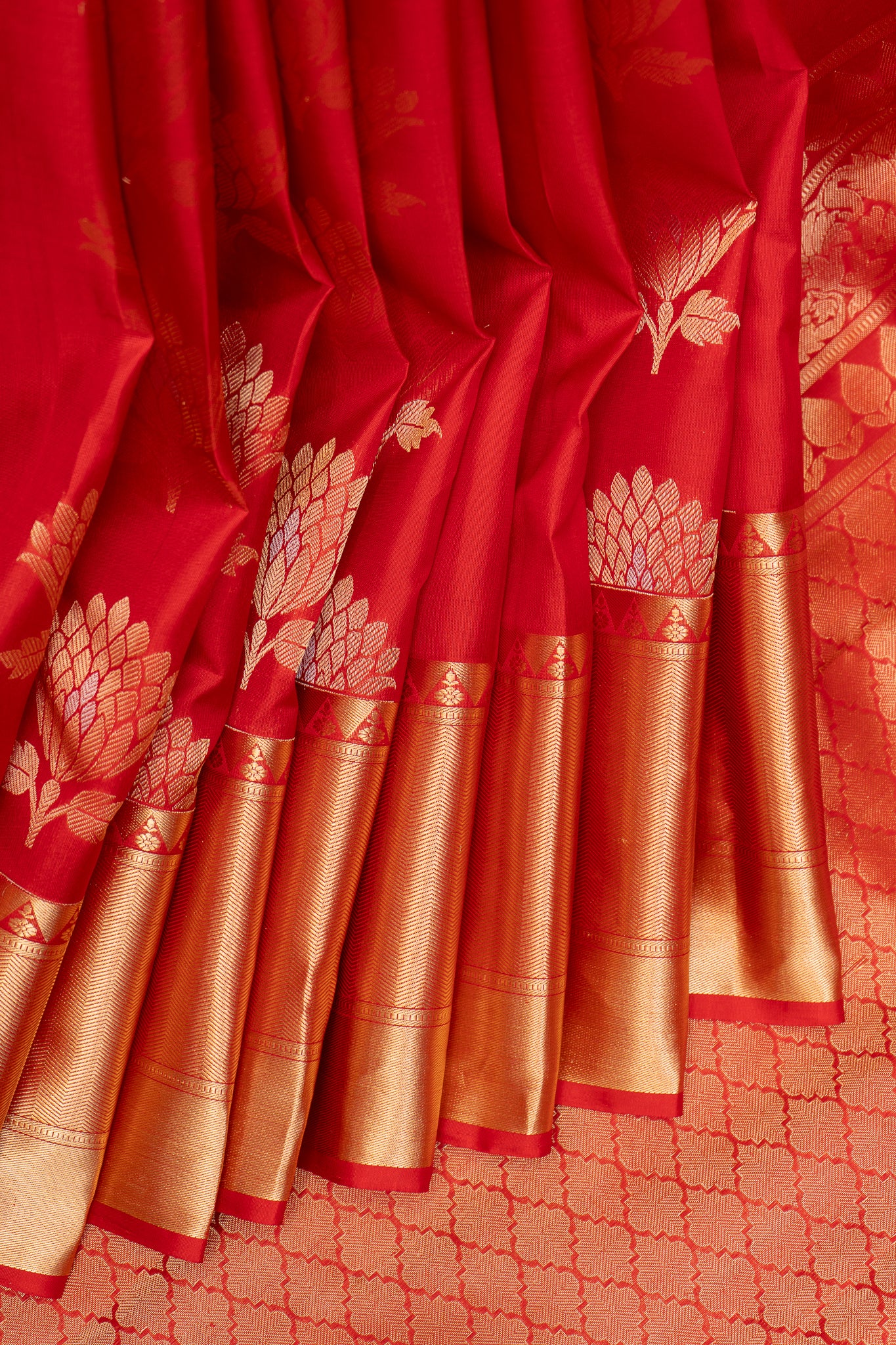 Crimson Red Pure Kanchipuram Silk Saree - Clio Silks