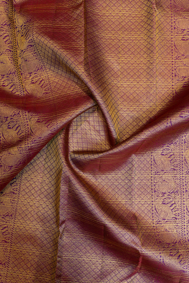 Peacock blue vairaoosi stripes traditional pure Kanchipuram silk saree