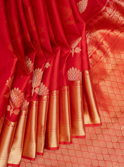 Crimson Red Pure Kanchipuram Silk Saree - Clio Silks