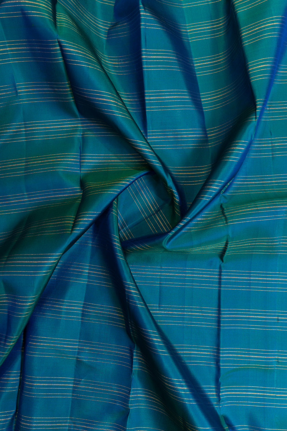 Peacock blue vairaoosi stripes traditional pure Kanchipuram silk saree