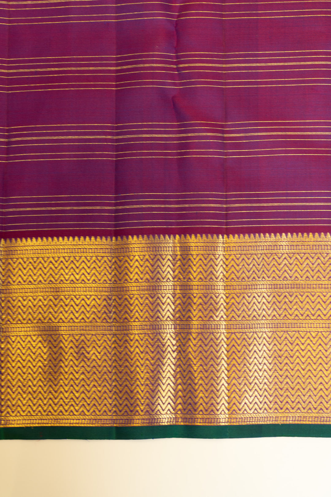 Peacock blue vairaoosi stripes traditional pure Kanchipuram silk saree