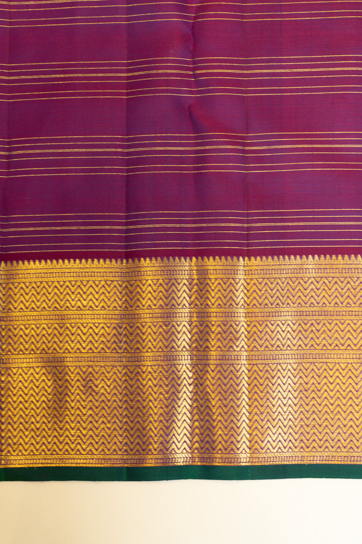 Peacock blue vairaoosi stripes traditional pure Kanchipuram silk saree