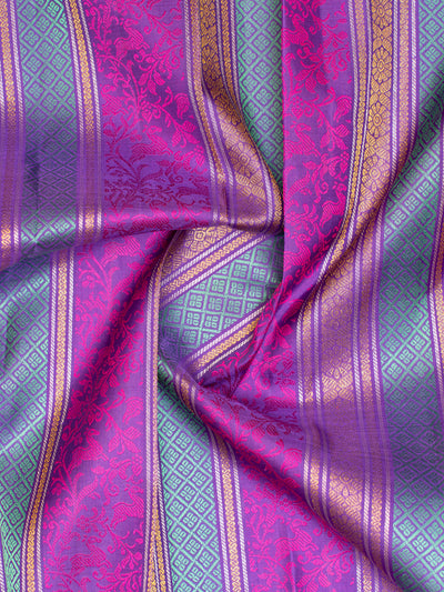 Purple Borderless Pure Kanchipuram Silk Saree - Clio Silks