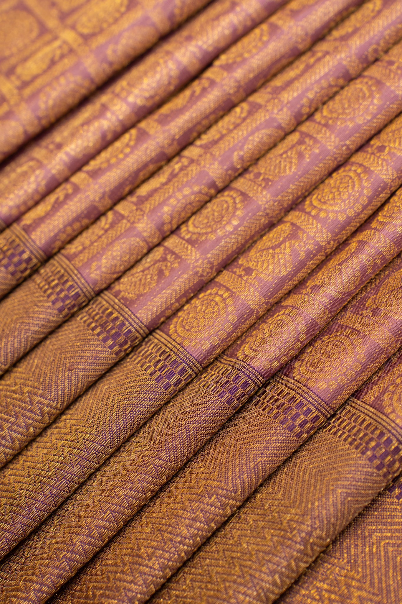 Lilac and purple mayil chakram pure brocade Kanjivaram silk saree