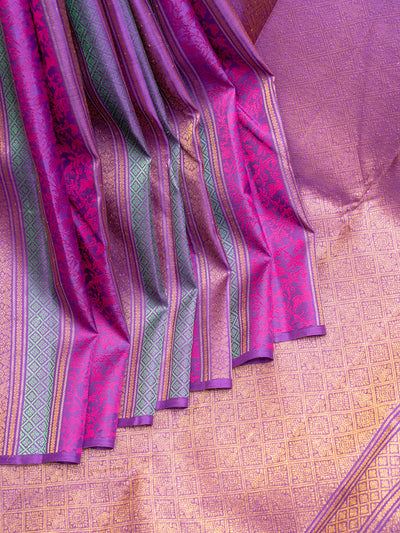 Purple Borderless Pure Kanchipuram Silk Saree - Clio Silks