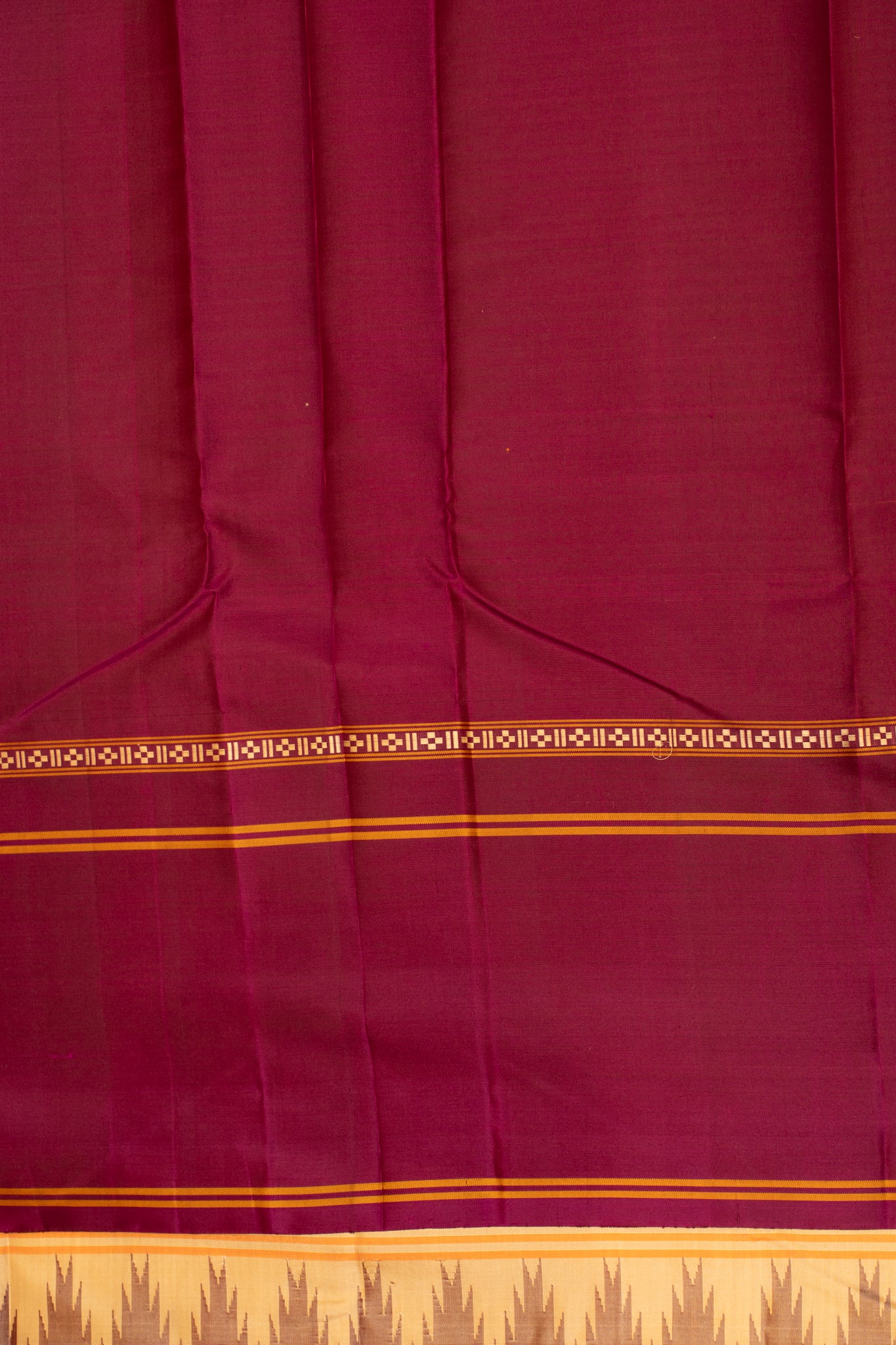 Orange and purple stripes without zari Kanchipuram silk saree