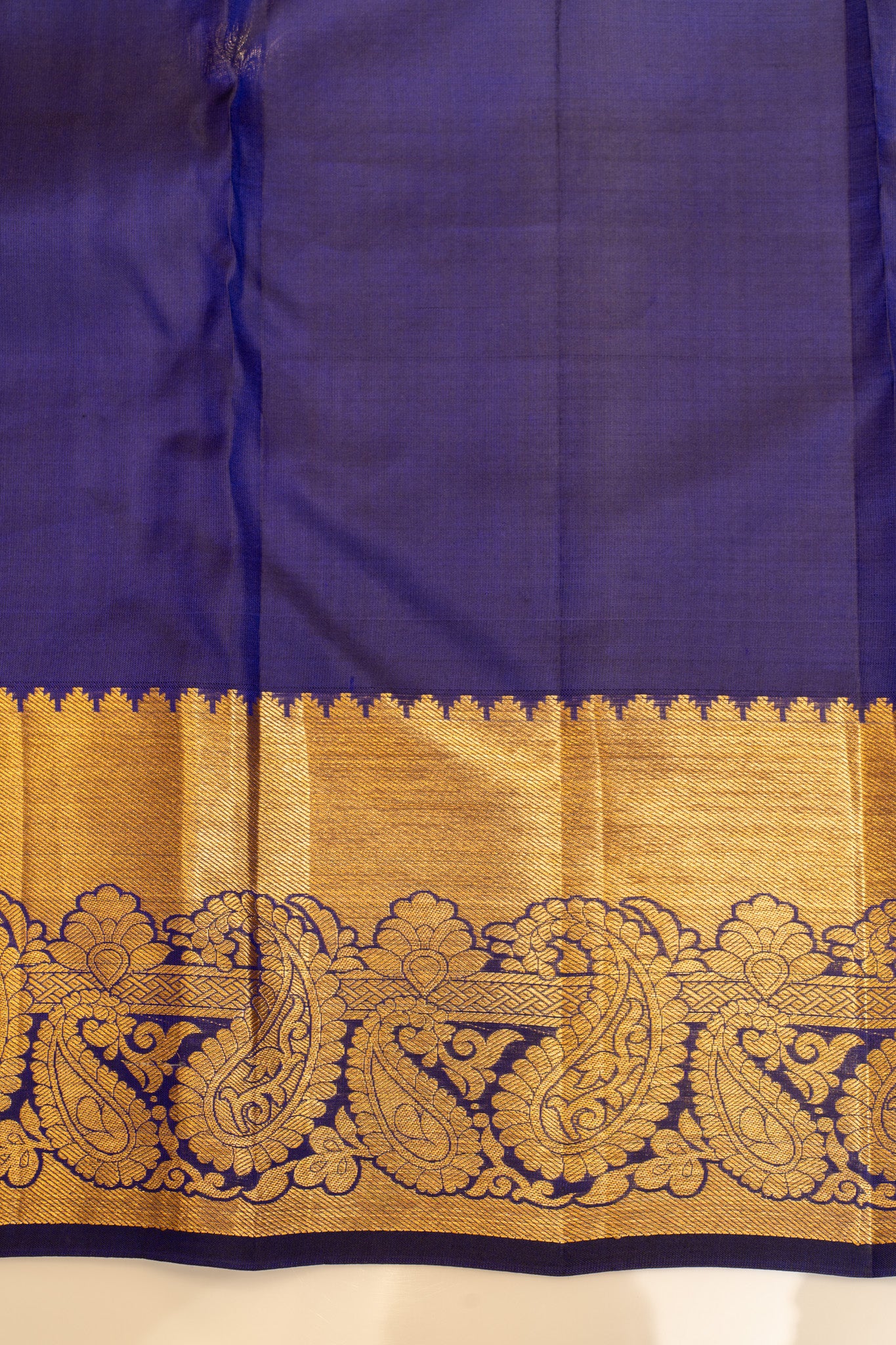 Dark blue paisley brocade pure Kanchipuram silk saree