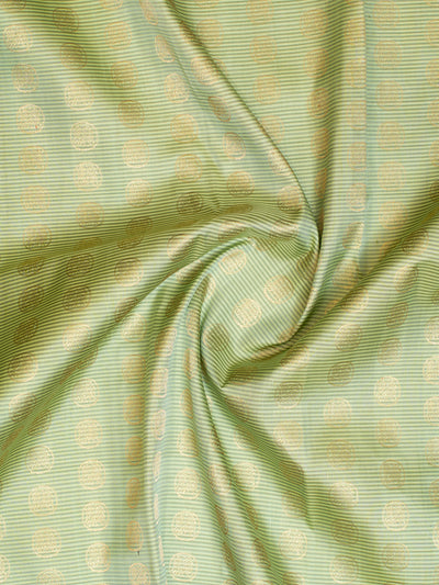 Sage Green Stripes Pure Zari Kanchipuram Silk Saree - Clio Silks