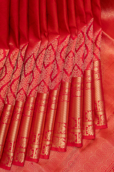 Peach Shot Colour Brocade Pure Kanchipuram Silk Saree - Clio Silks