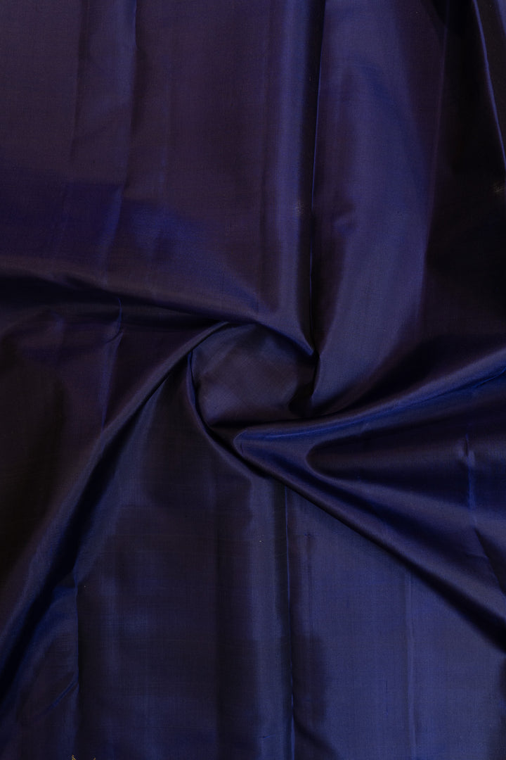 Indigo blue temple border pure Kanchipuram silk saree