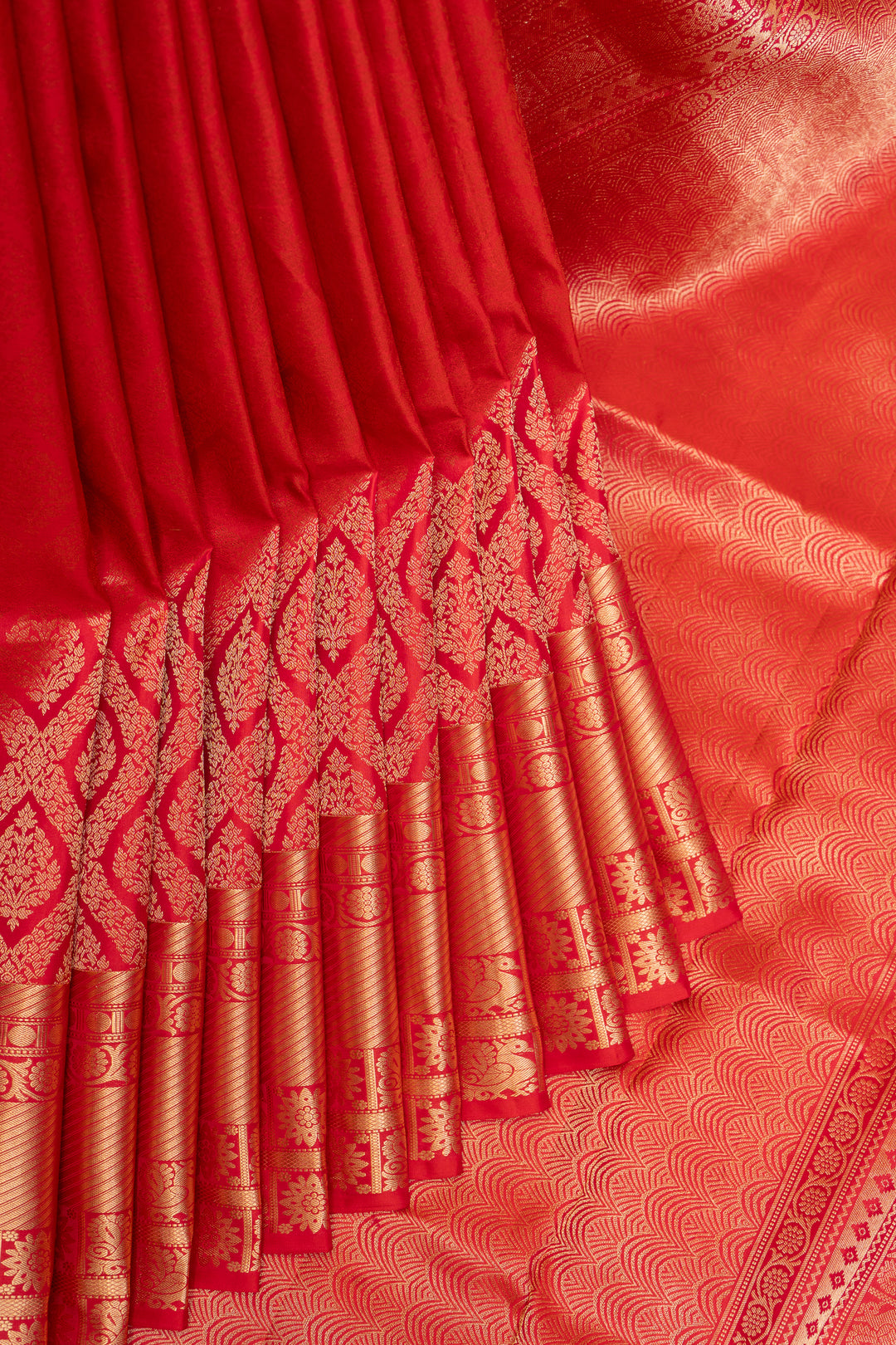 Peach Shot Colour Brocade Pure Kanchipuram Silk Saree - Clio Silks