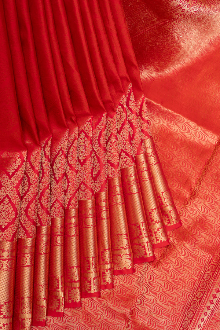Peach Shot Colour Brocade Pure Kanchipuram Silk Saree - Clio Silks