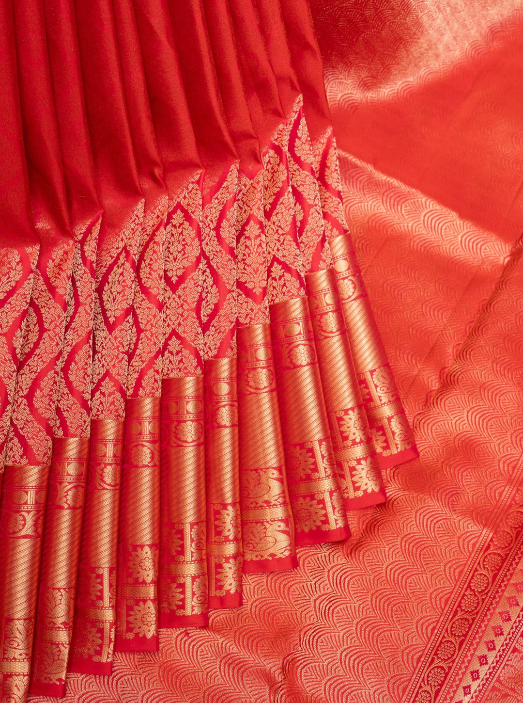 Peach Shot Colour Brocade Pure Kanchipuram Silk Saree - Clio Silks