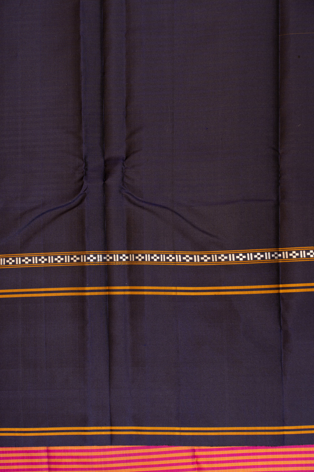 Pink and navy blue stripes without zari pure Kanchipuram silk saree