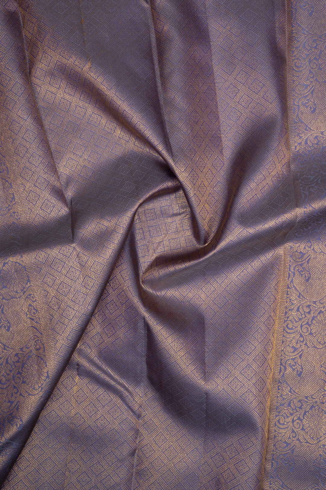 Ice Blue Zari Checks Pure Kanchipuram Silk Saree