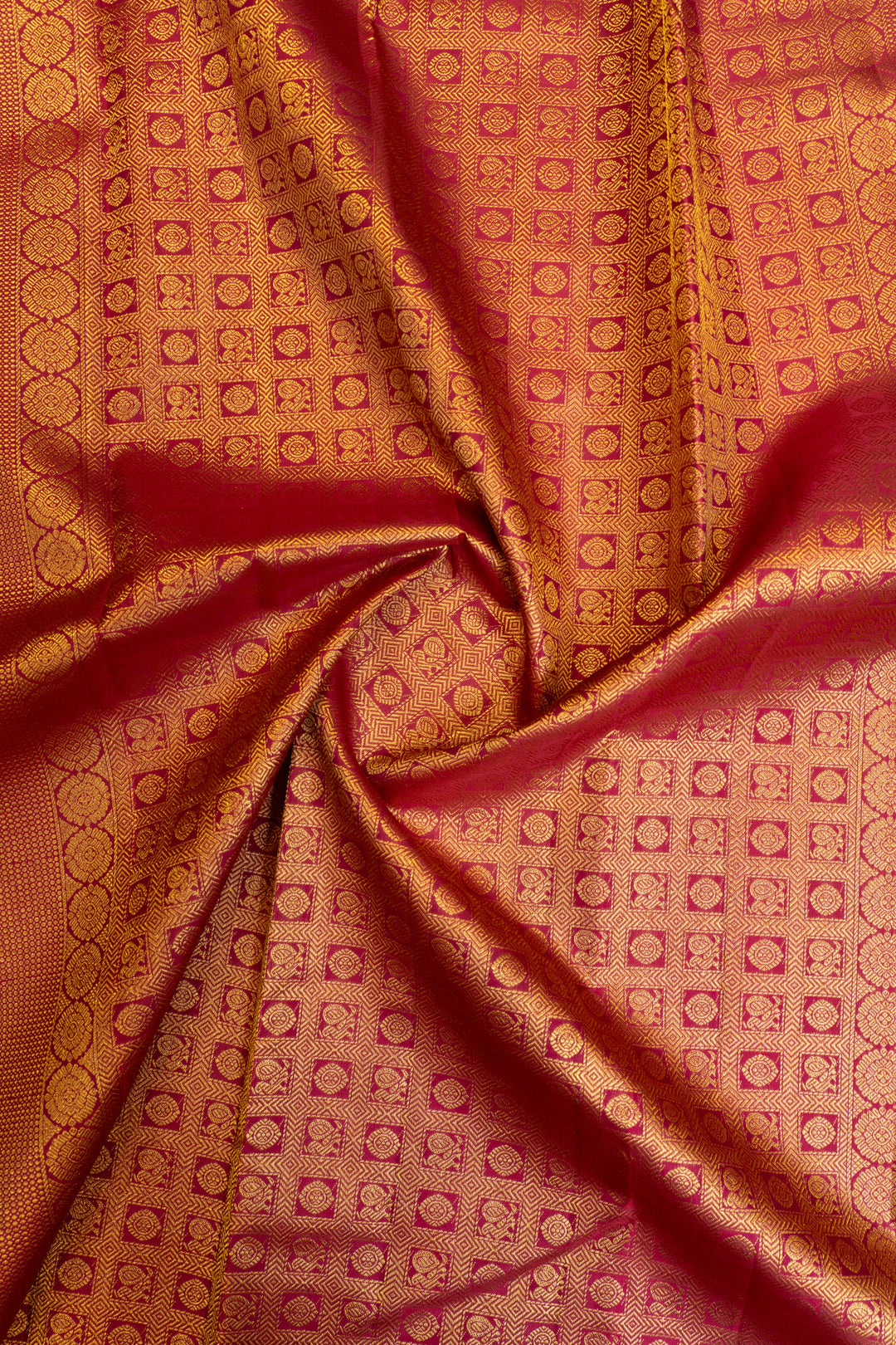 Boysenberry purple temple border pure Kanchipuram silk saree