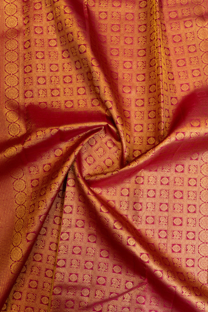 Boysenberry purple temple border pure Kanchipuram silk saree