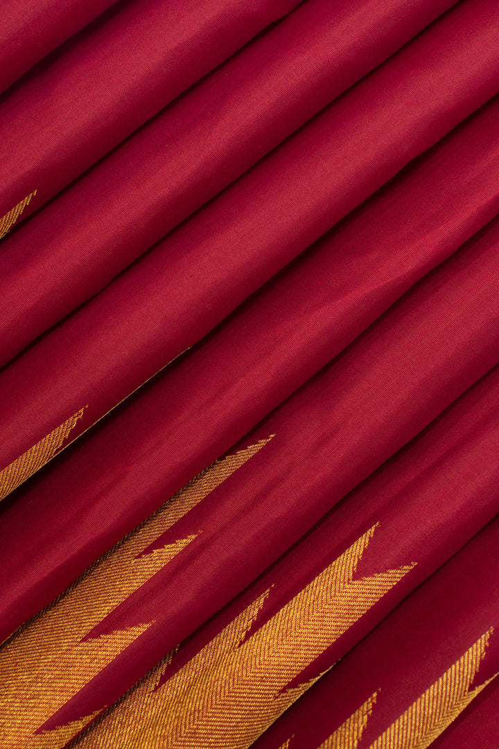 Boysenberry purple temple border pure Kanchipuram silk saree