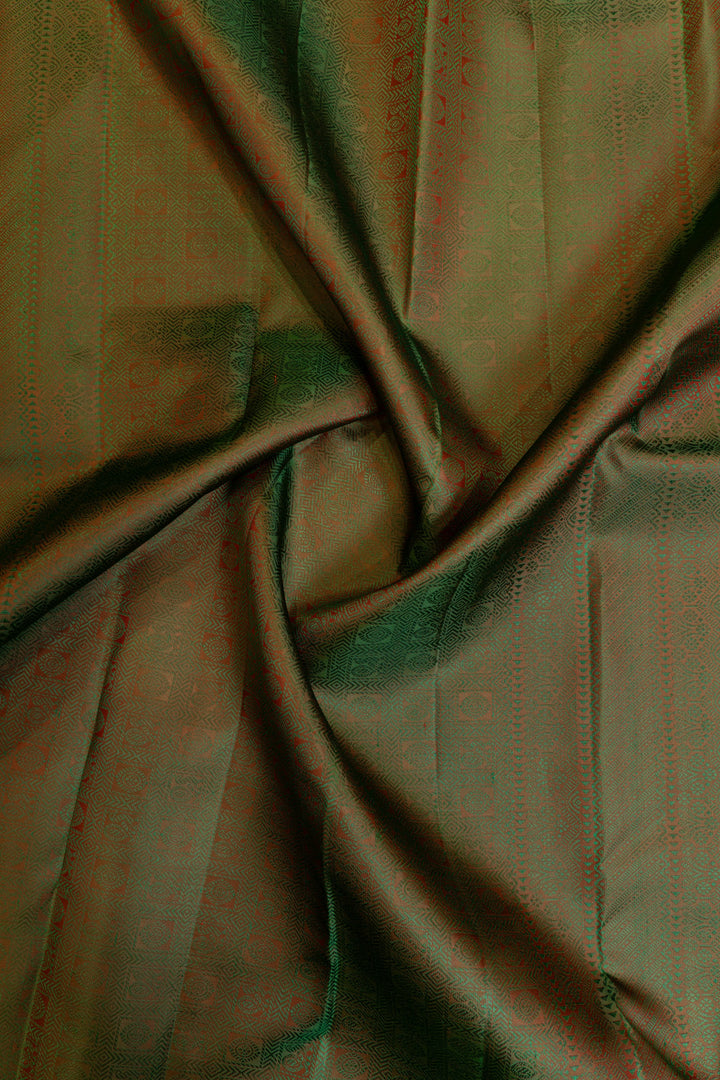 Rust orange and mandhulir green Muthu zari pure Kanchipuram silk saree