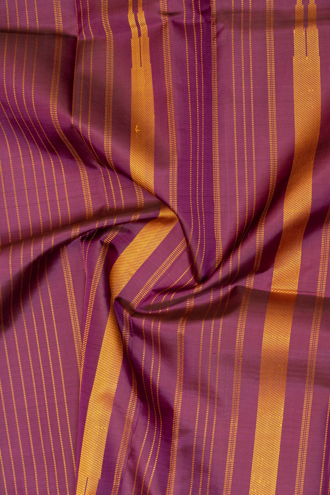 Orange and purple stripes without zari pure Kanchipuram silk saree