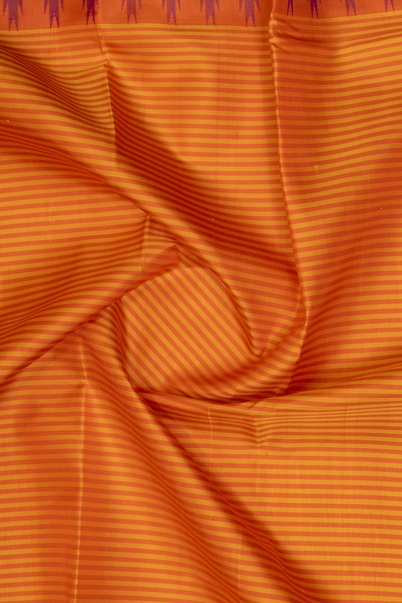 Orange and purple stripes without zari pure Kanchipuram silk saree