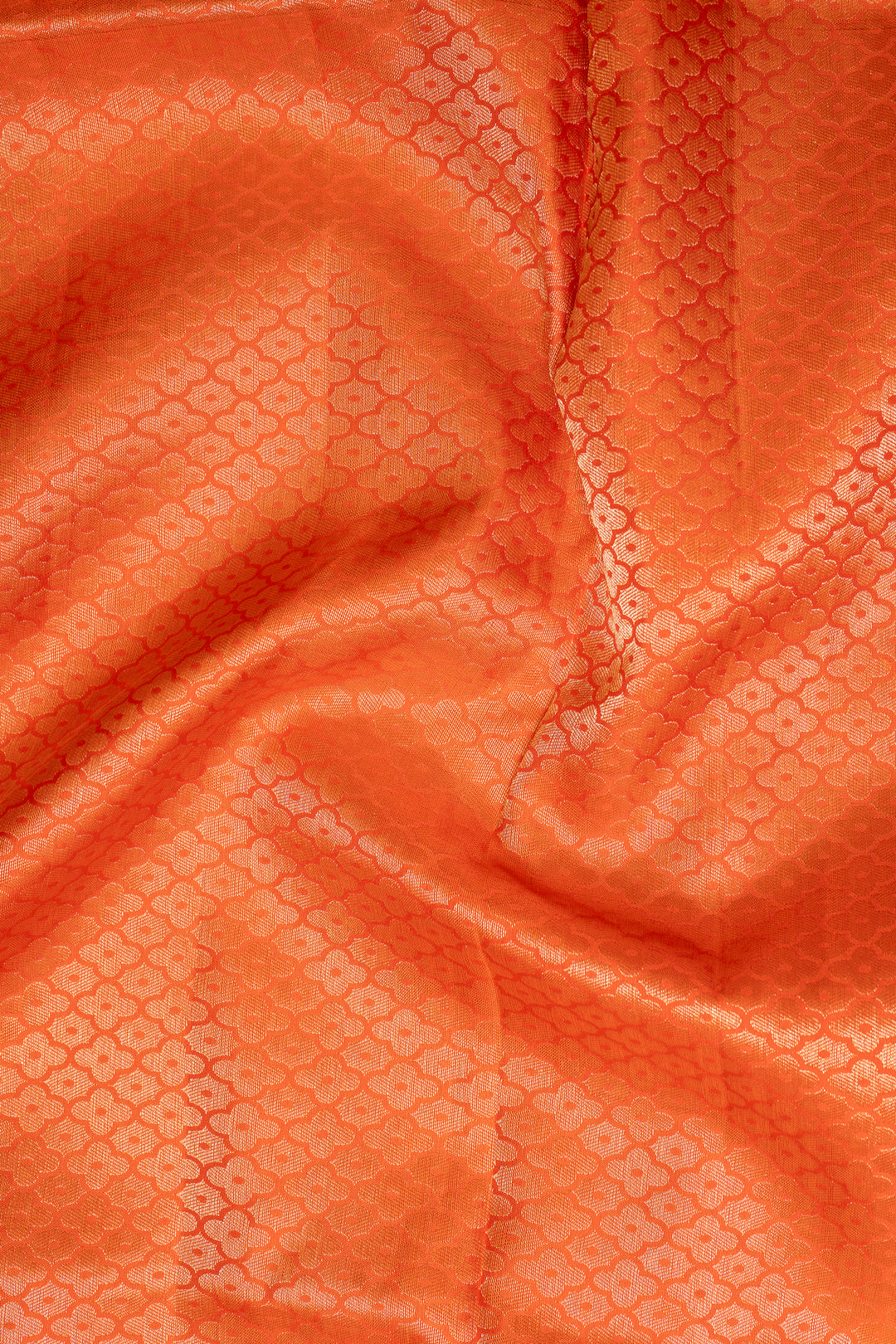 Orange Floral Zari Brocade Kanchipuram Silk Saree - Clio Silks