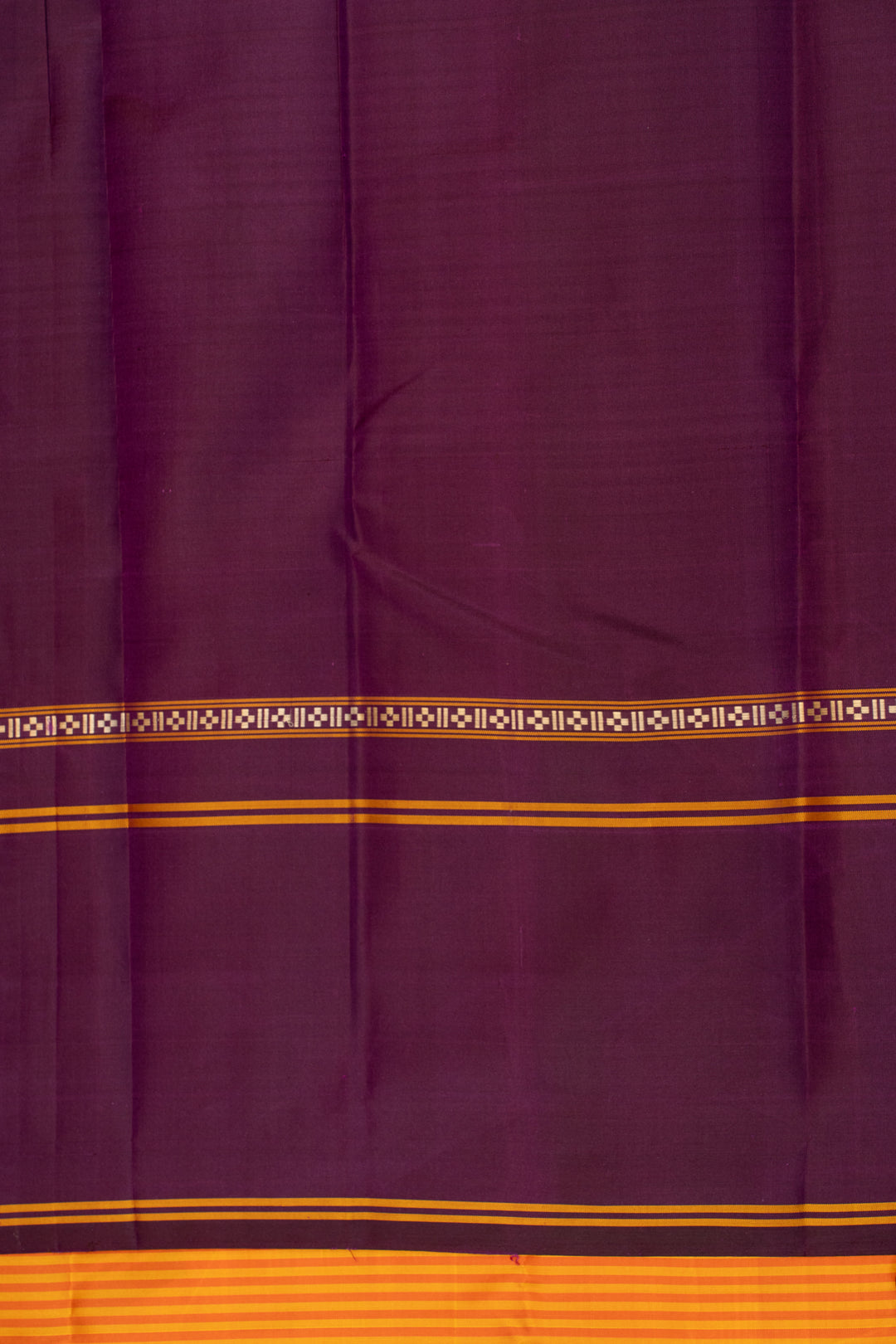 Orange and purple stripes without zari pure Kanchipuram silk saree