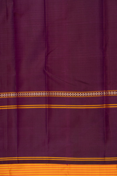 Orange and purple stripes without zari pure Kanchipuram silk saree