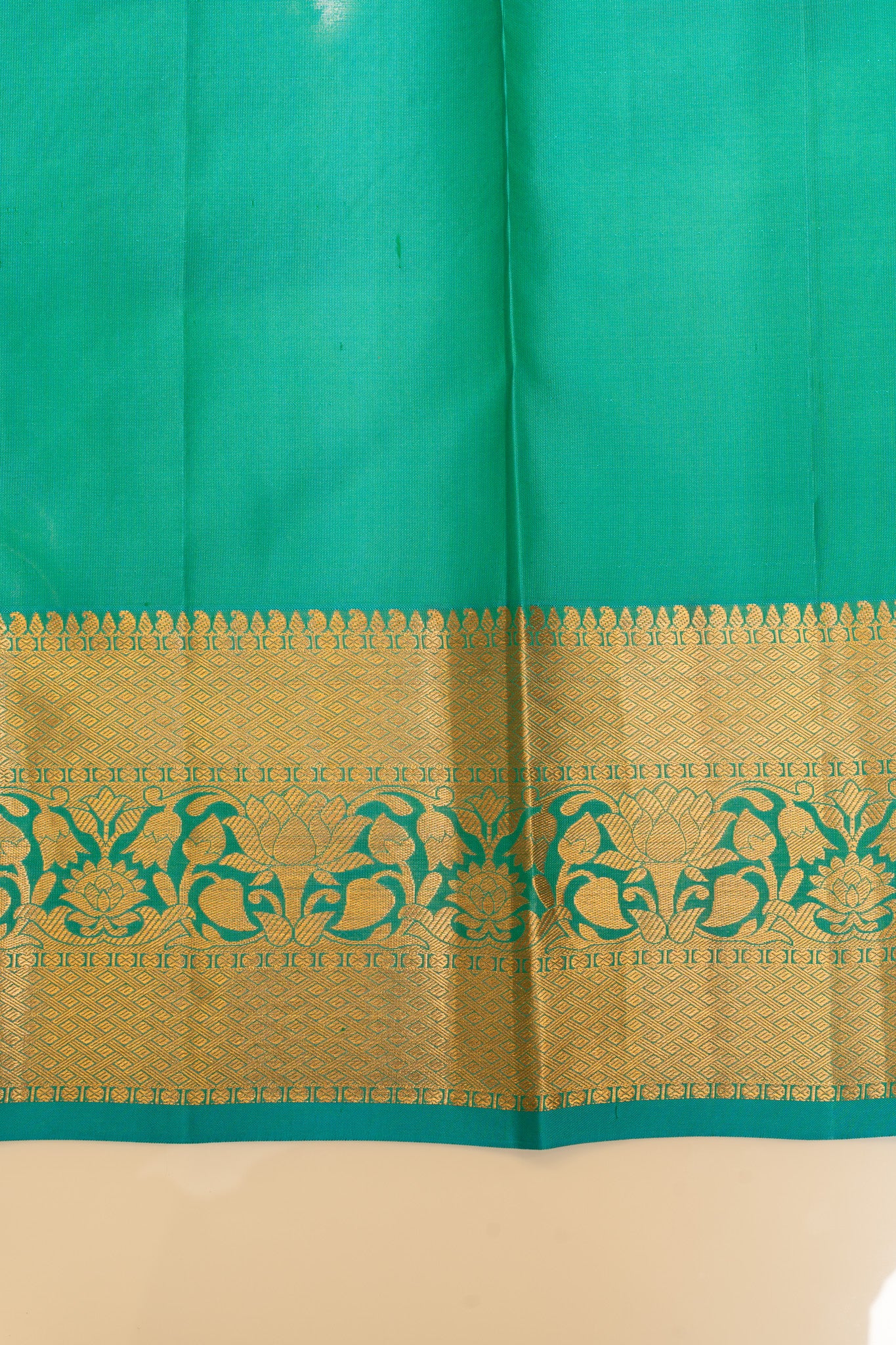 Can blue paisley brocade pure Kanchipuram silk saree