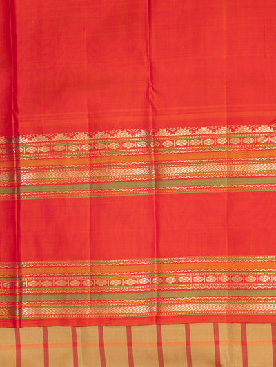 Beige multi checks pattu pettu pure Kanchipuram silk saree