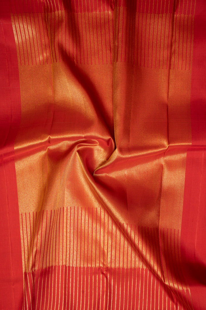 Cherry Pink and Red Zari Pure Kanchipuram Silk Saree - Clio Silks