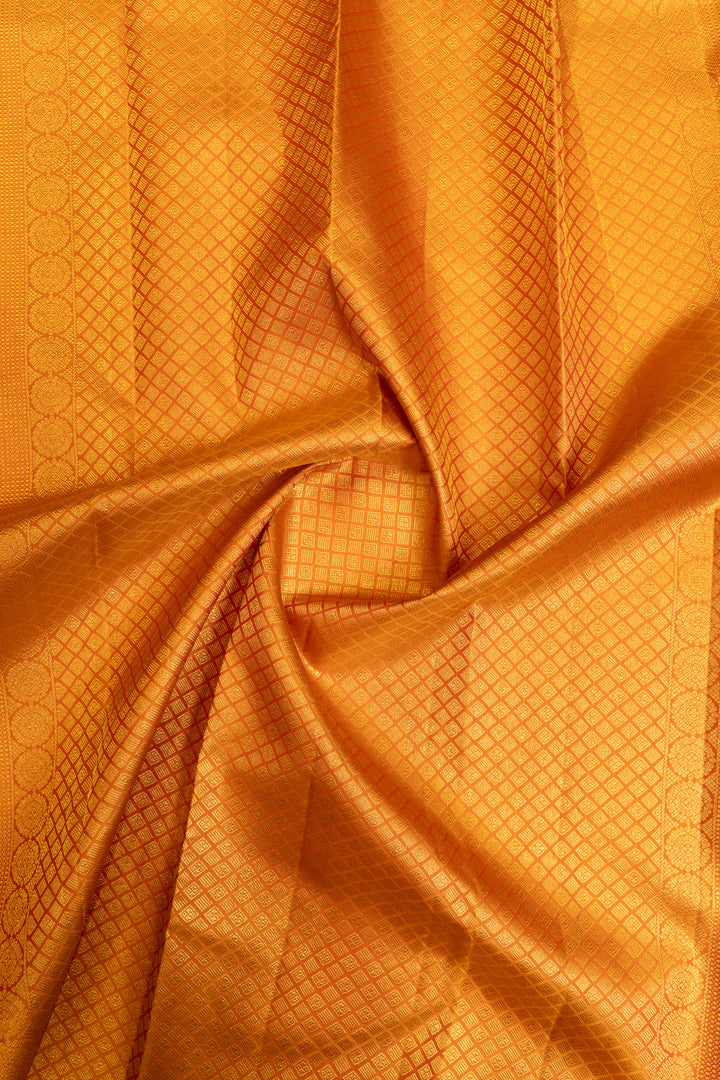 Rust orange temple border pure Kanchipuram silk saree