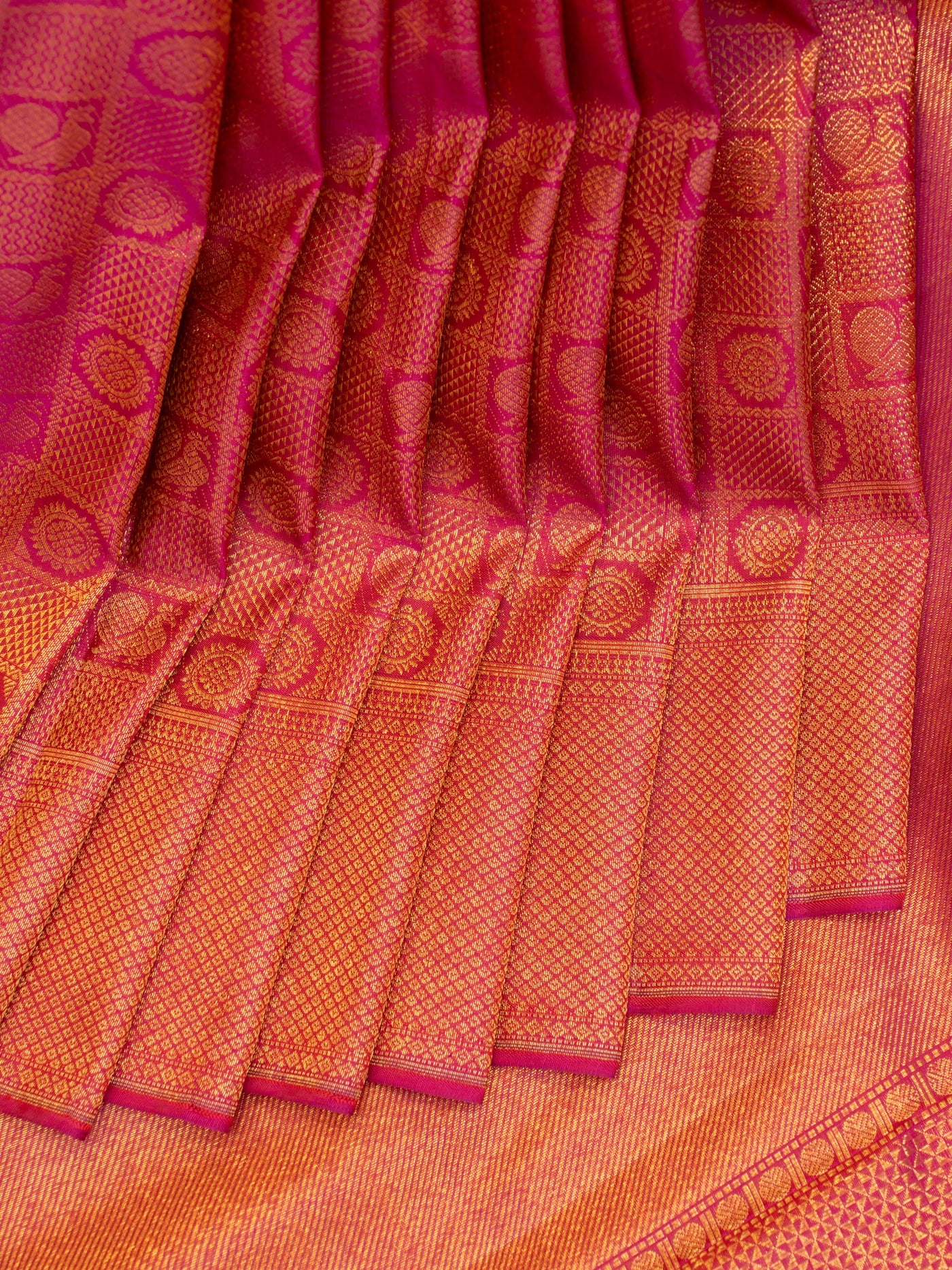 Rani pink brocade pure Kanchipuram silk saree