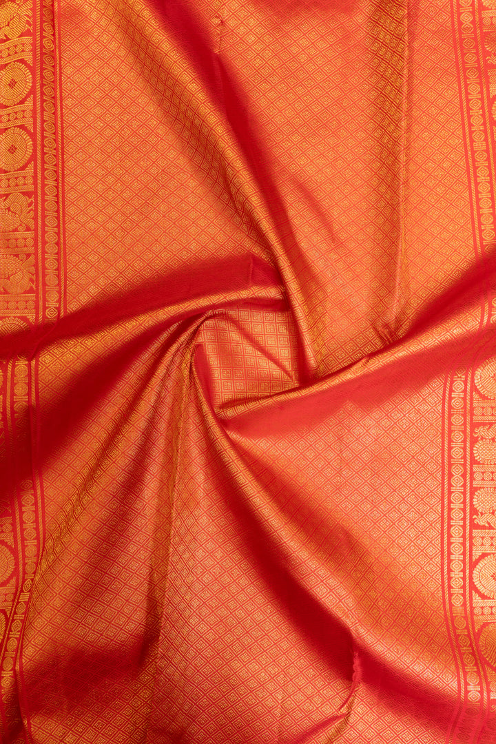 Pearl white and mandhulir green traditional pure Kanchipuram silk saree