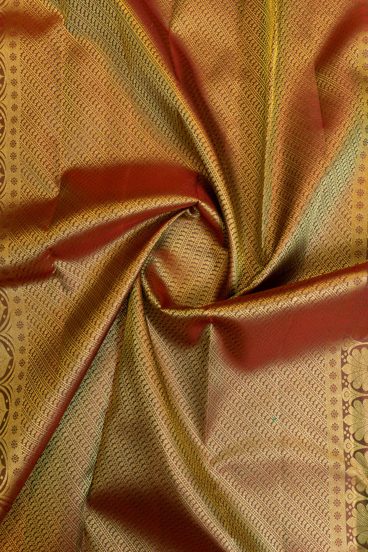 Pearl white and mandhulir green traditional pure Kanchipuram silk saree