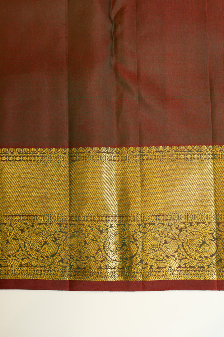 Pearl white and mandhulir green traditional pure Kanchipuram silk saree