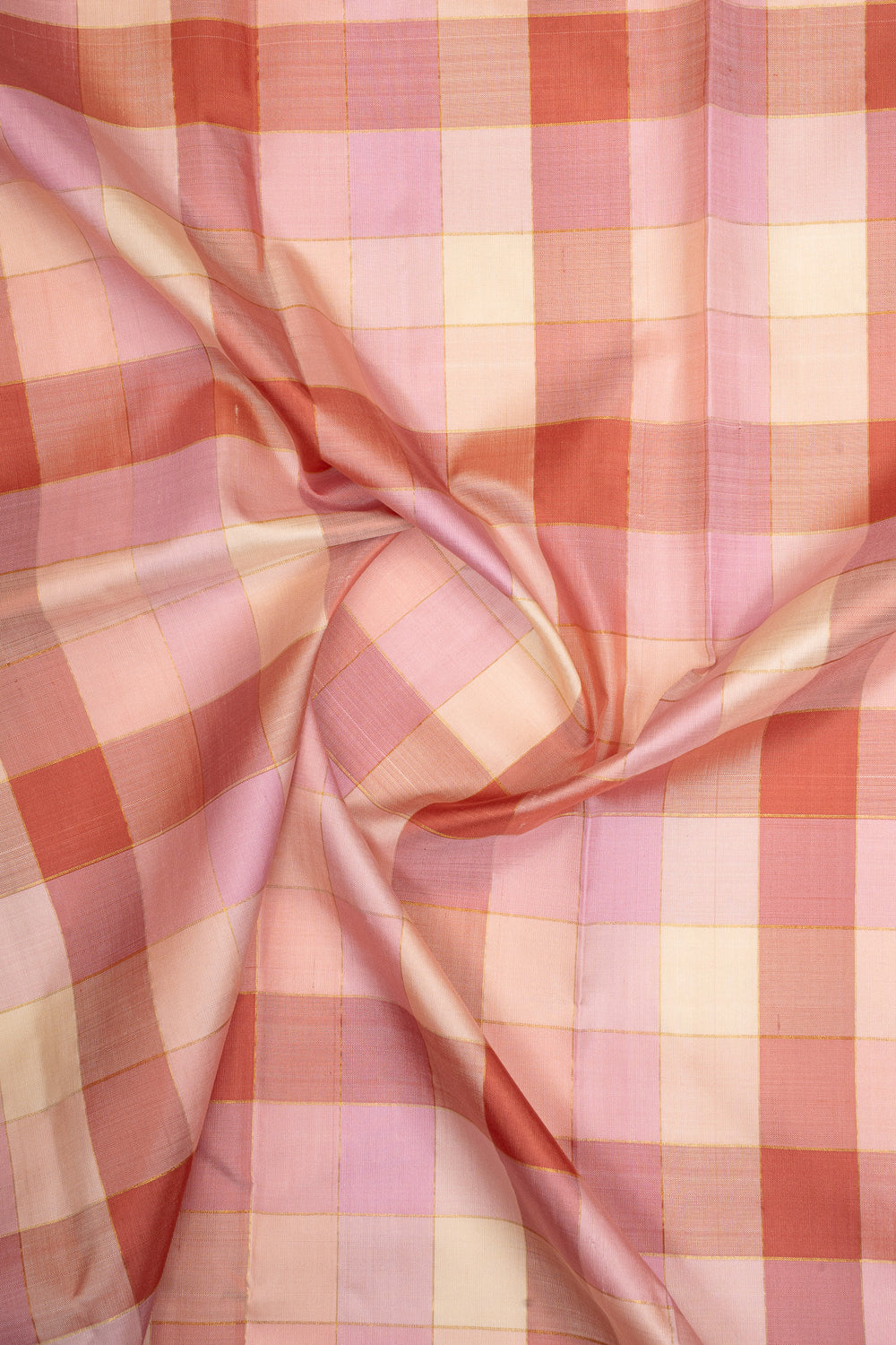 Orchid Pink Multi Checks Vintage Pure Kanchipuram Silk Saree