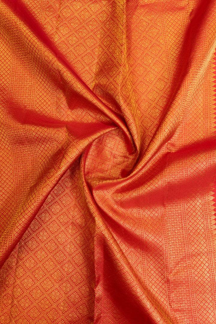 Red checks traditional pure Kanchipuram silk saree