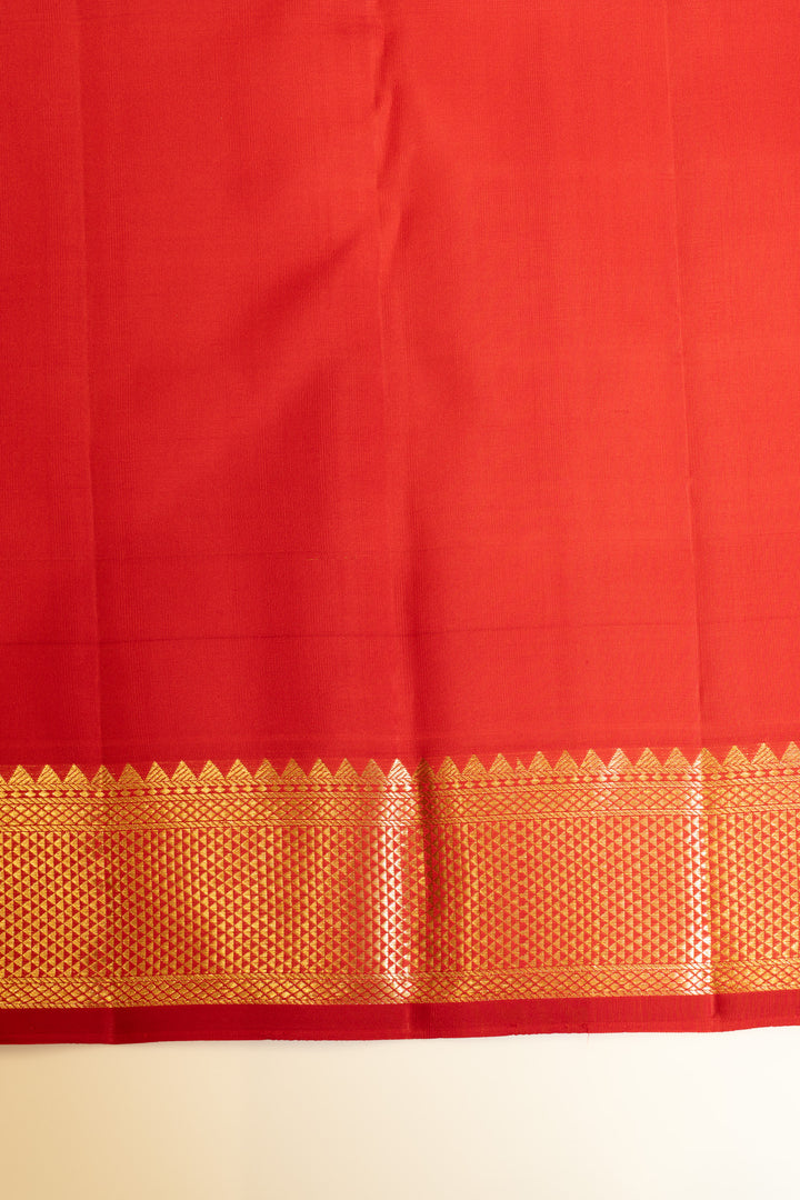 Red checks traditional pure Kanchipuram silk saree