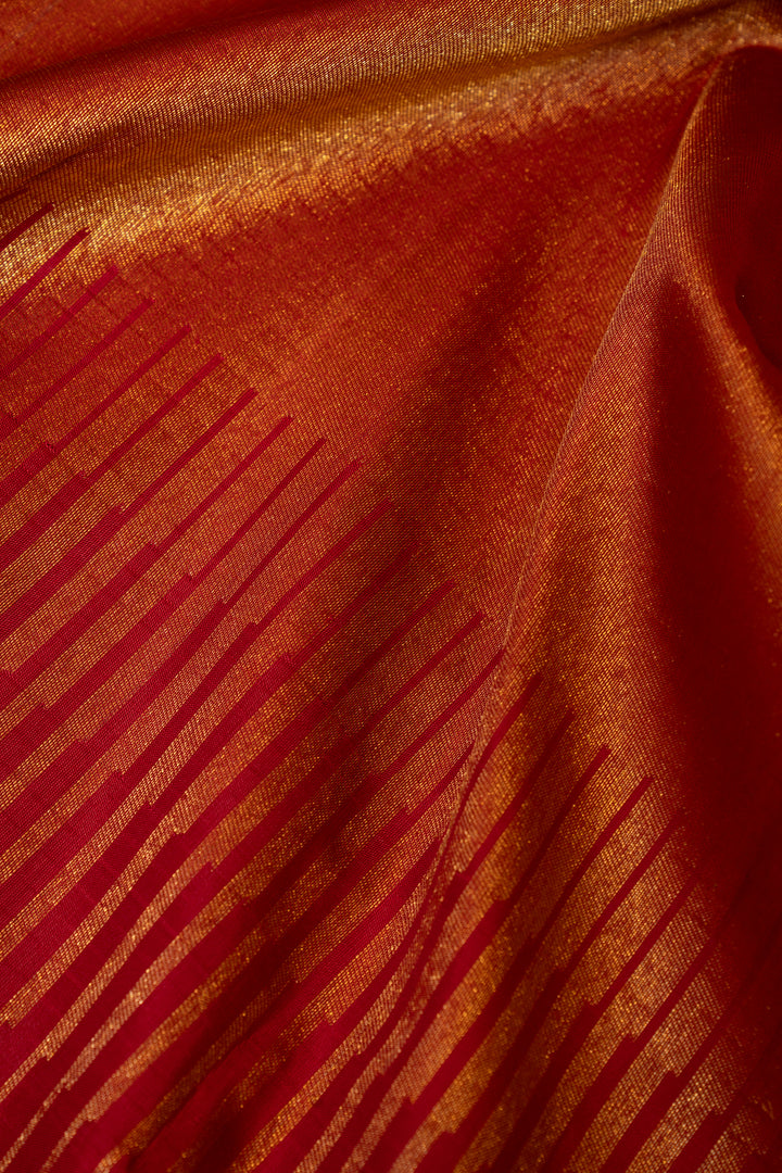 Khaki Gold Checks Pure Kanchipuram Silk Saree - Clio Silks