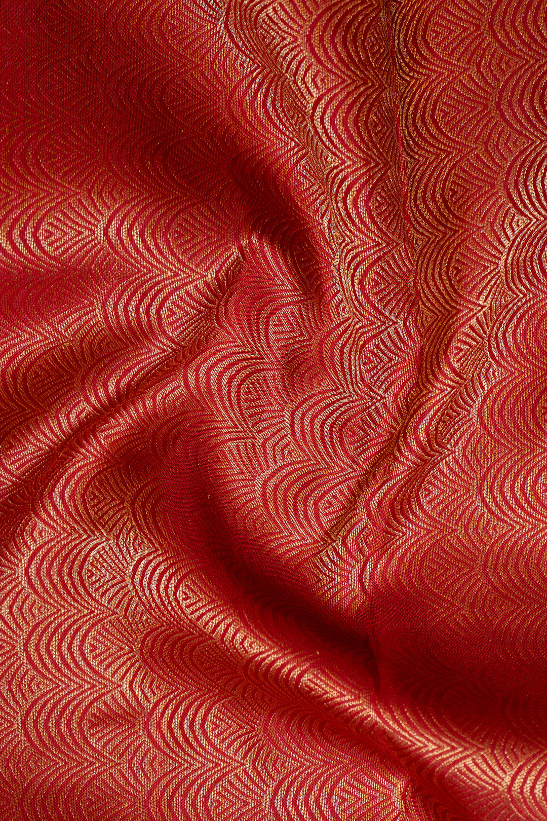 Red Diamond Brocade Pure Kanchipuram Silk Saree - Clio Silks