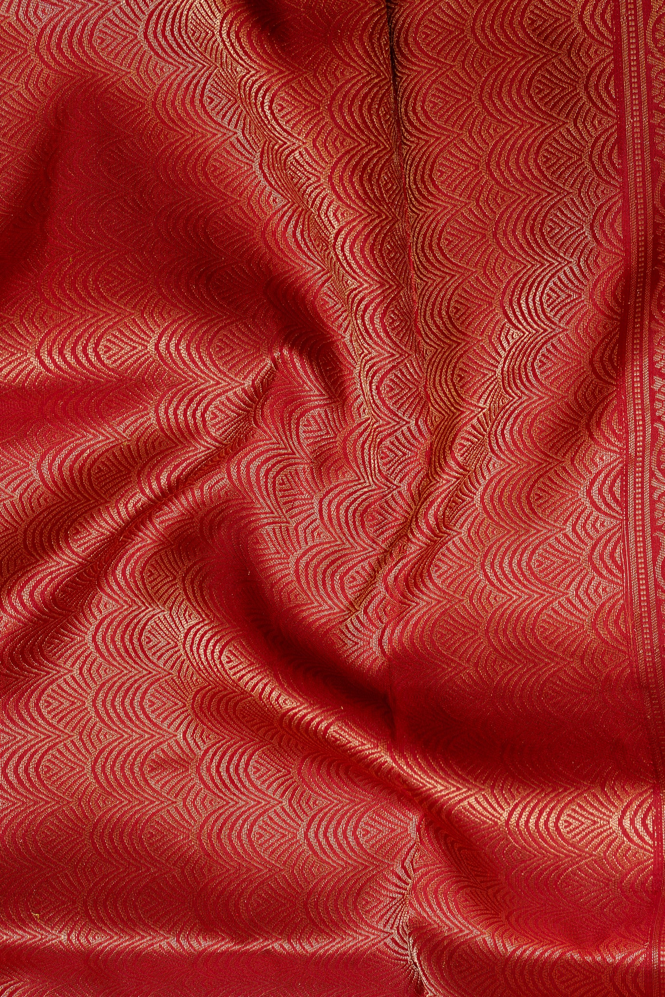 Red Diamond Brocade Pure Kanchipuram Silk Saree - Clio Silks