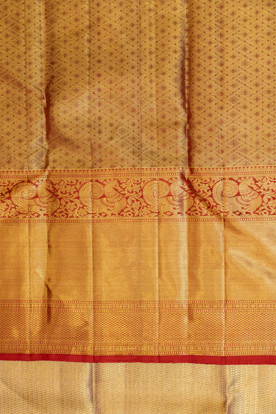 Gold and red brocade pure Kanchipuram silk saree