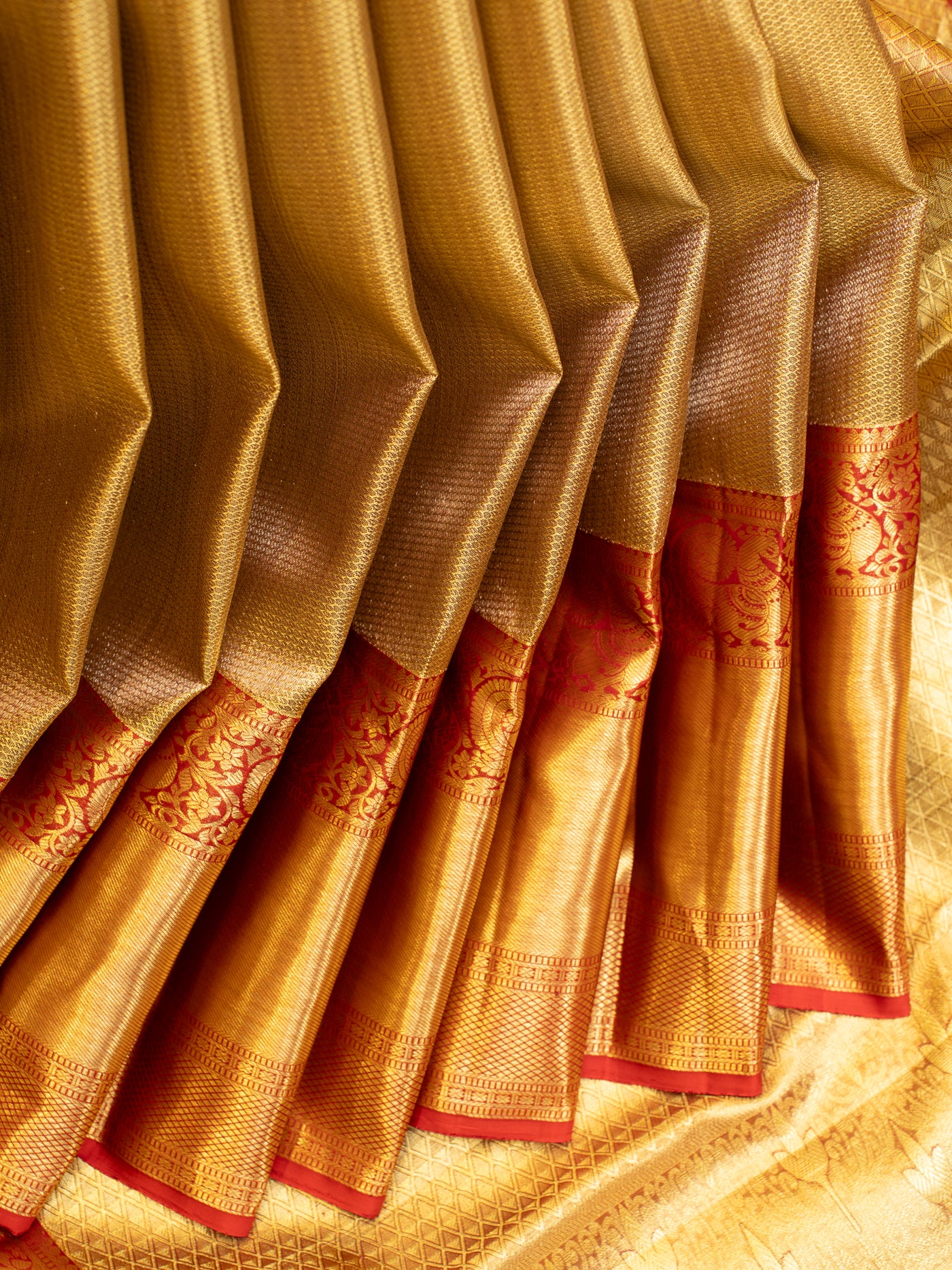 Gold and red brocade pure Kanchipuram silk saree