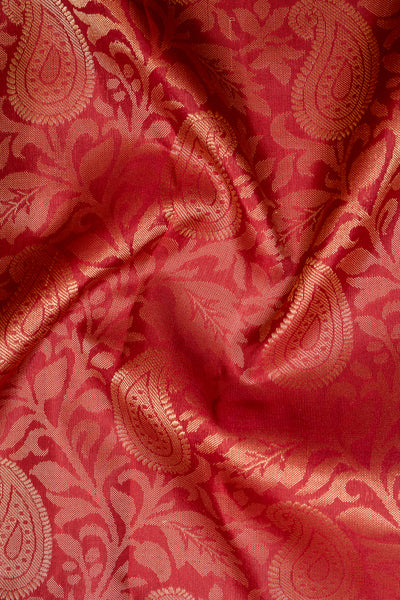 Maroon Paisley Brocade Pure Kanchipuram Silk Saree - Clio Silks